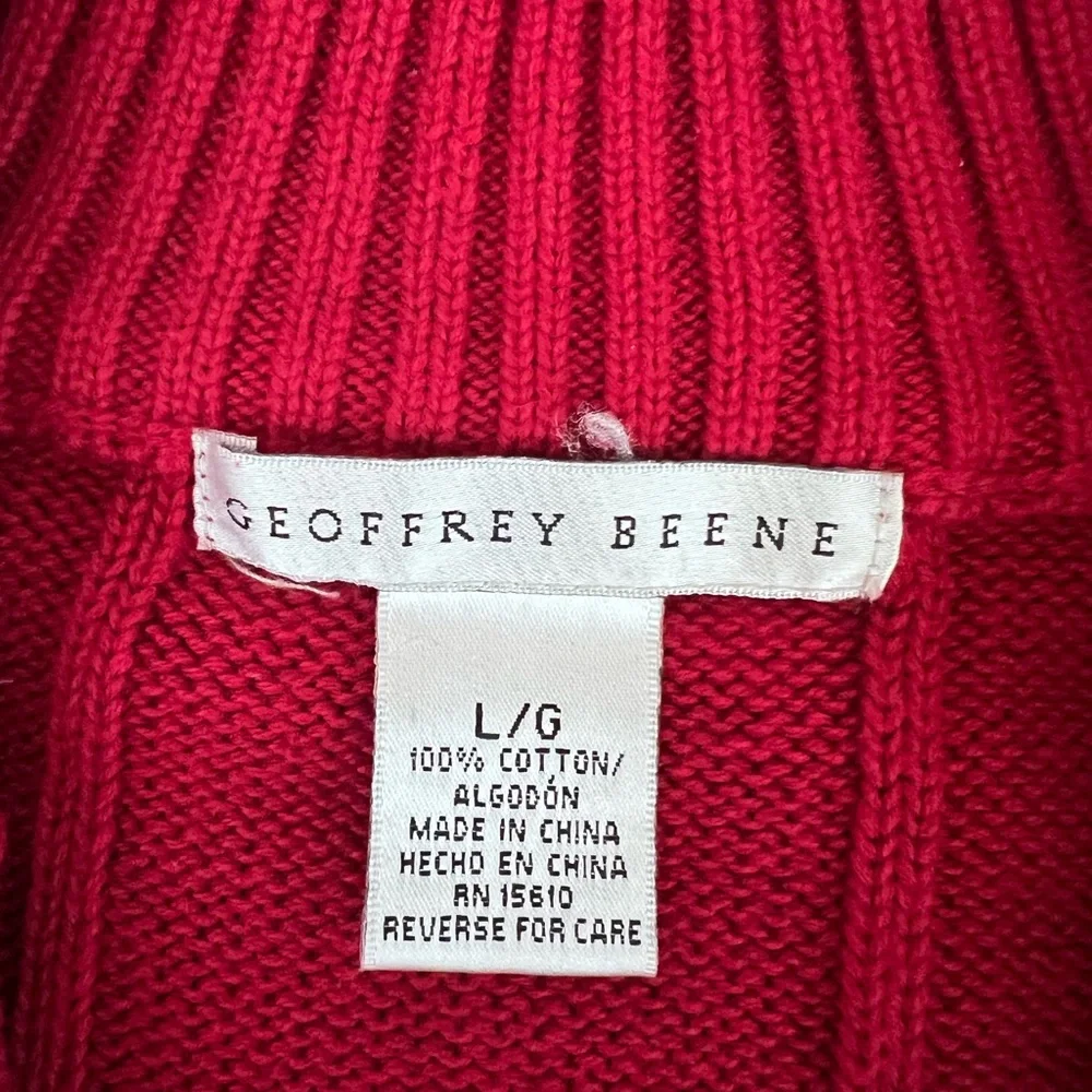 Geoffrey Beene Red Half-Zip Sweater | 100% Cotton | Men’s Large